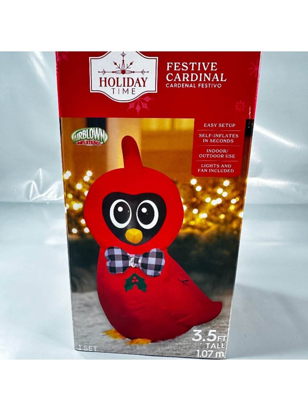 Festive Cardinal Christmas Air Blow Up Holiday Winter Bird Decor